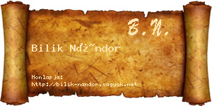 Bilik Nándor névjegykártya
